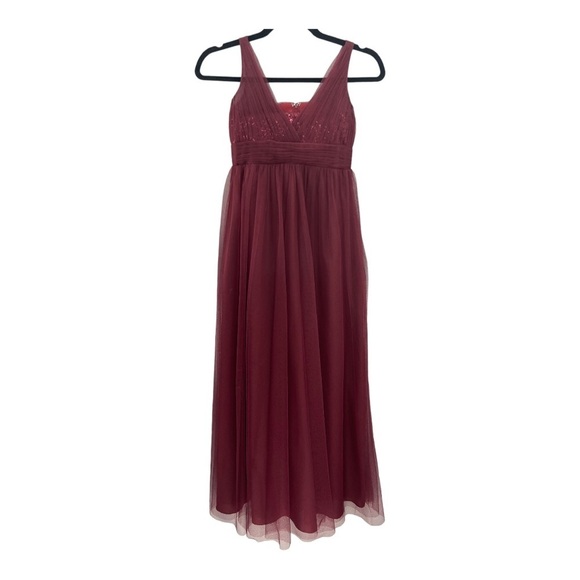 Christina Wu Other - Christina Wu Mahogany / Claret Burgundy Tulle & Sequin Junior Bridesmaid Dress 8